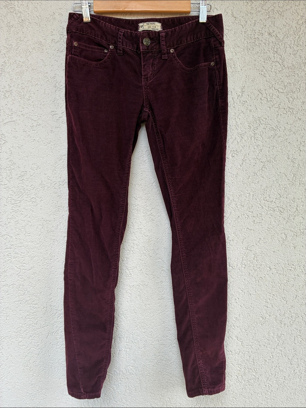 Free People Corduroy Skinny Pants in Deep Wine
